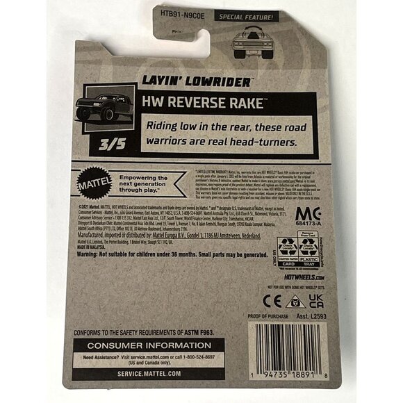 Hot Wheels Layin Lowrider Black Green Flames 2024 Diecast NOC - Picture 6 of 6